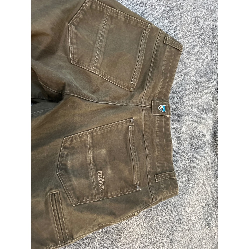 Kuhl Rydr Pants Mens 32x28 Brown Vintage Patina Dye Articulated Knee Canvas Work - Picture 11 of 15